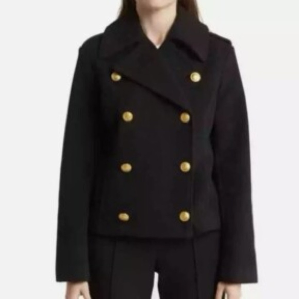 Rebecca Minkoff Black‎ Pea Coat with Gold Buttons